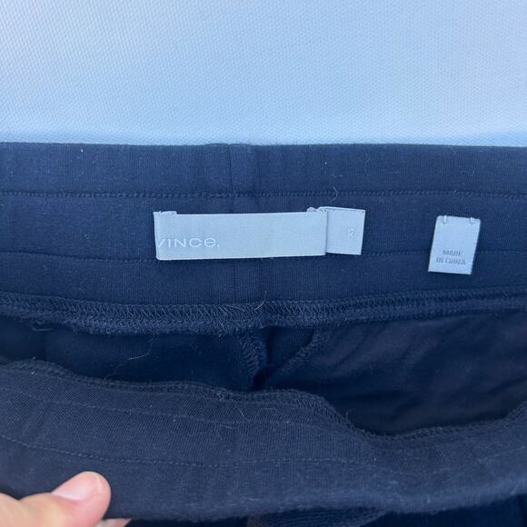 Vince Wide Leg Cropped Pull On Trousers Pants Seam XS Black Navy Stretchy Sweats - Picture 6 of 11